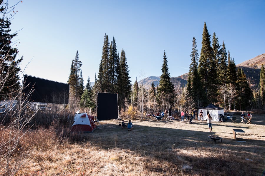 Behind the scenes, a mountain range and set shot by Salt Lake City-based adventure photographer Mike Tittel for Verizon