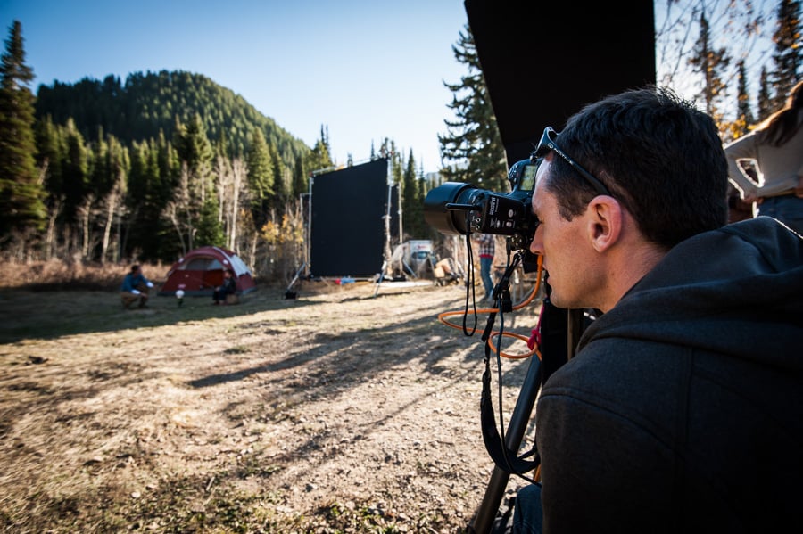 Salt Lake City-based adventure photographer Mike Tittel on set of his Verizon shoot