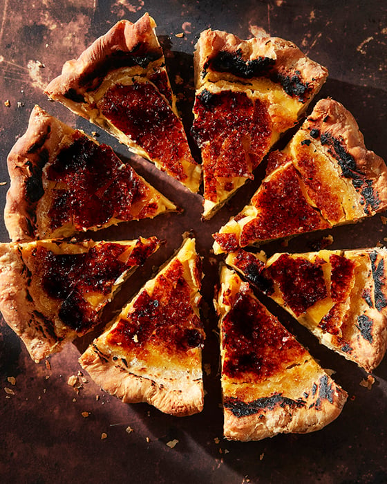 Mark Weinberg photographs a gorgeous pie cut into eighths and appearing to have bruleed top