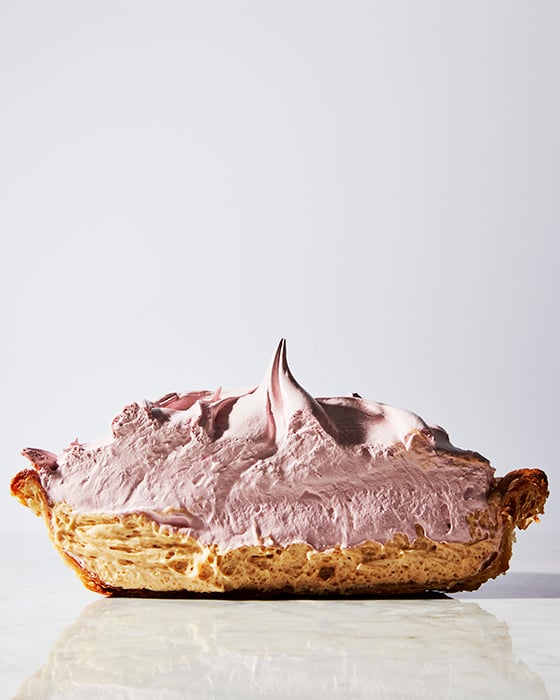 Mark Weinberg photographs a cream filled fluffy looking pie for Erin McDowells book on pie
