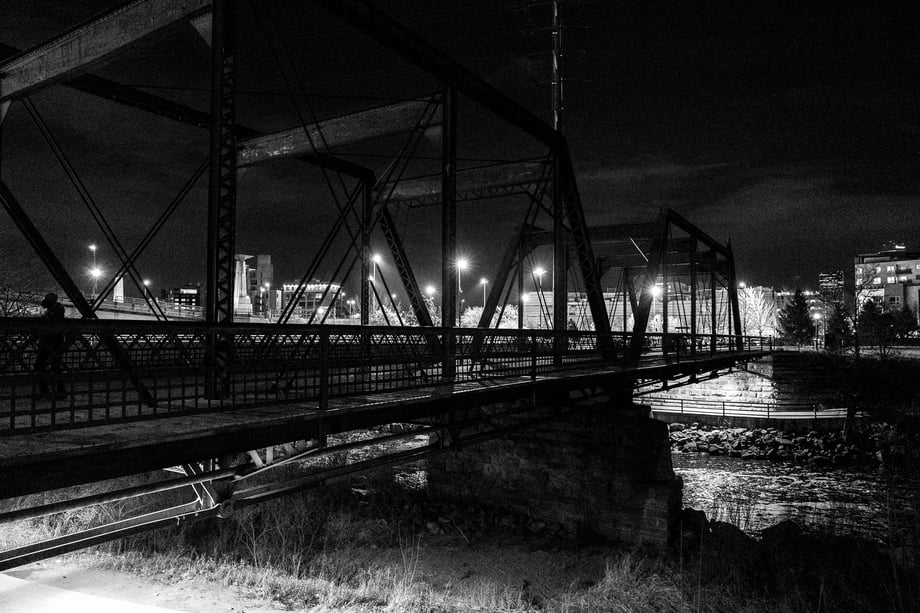 Matt Trappe photographs in Black and White the Denver Bridge for Take the Bridge US