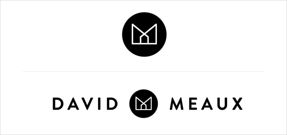 design sample of a logo with the photographer's name spelled out with two visual elements