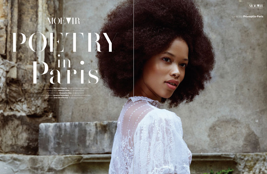 Michael Higgins's second Moevir Magazine features model Shanaelle Boa in this piece called Poetry in Paris