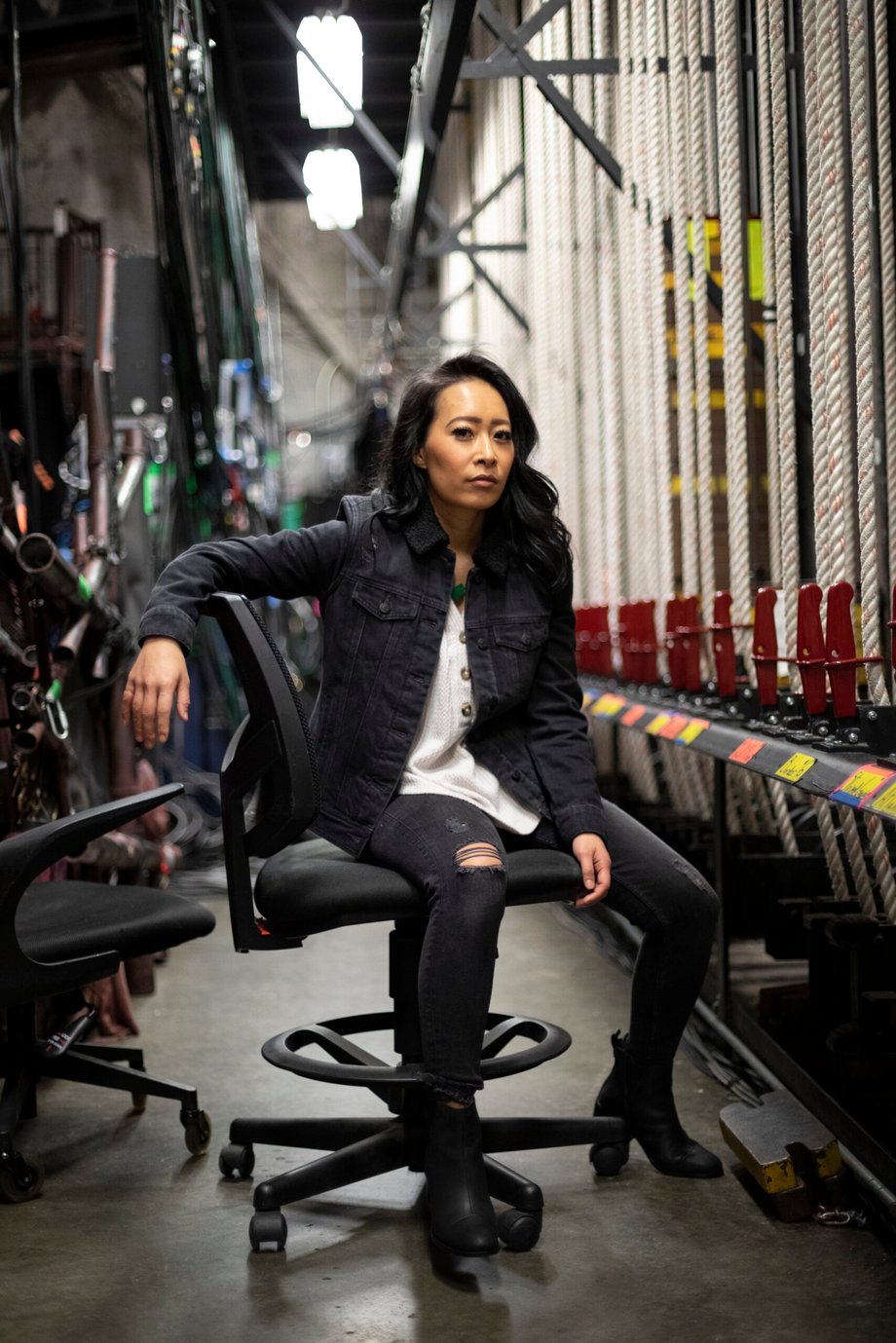 Eli Warren captures a photo of Jackie Nguyen backstage