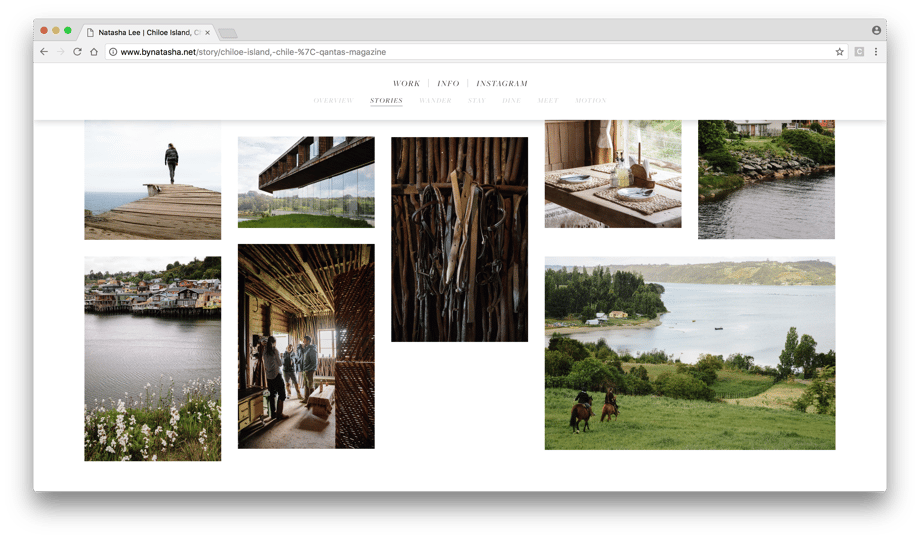 Second screen shot from Natasha Lee shows a collection of photos from Chiloé