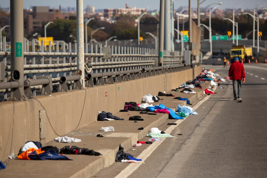 Another of Ben Norman's shots from the Verrazano Bridge showing abandoned running clothes