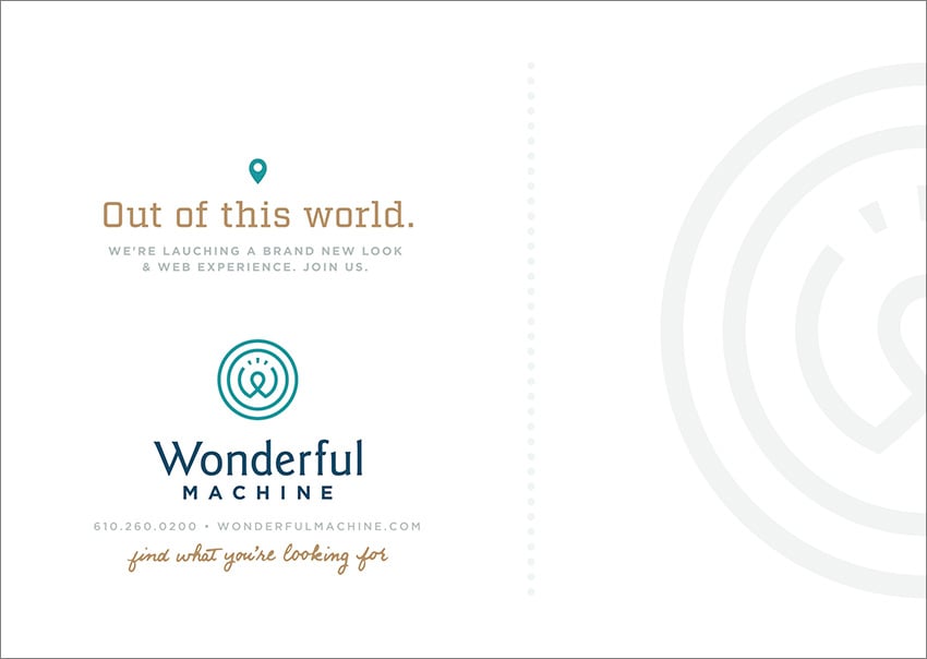 Wonderful Machine promo back-end with tagline 'out of this world'
