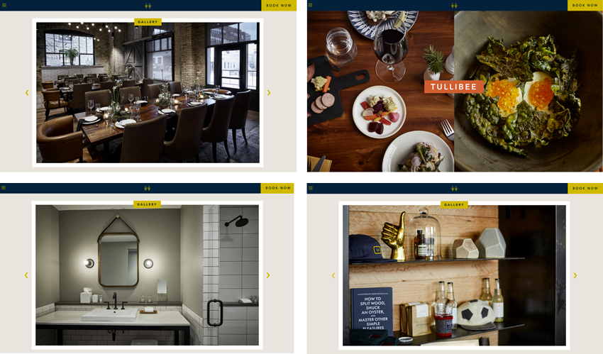 Rau + Barber Photography screenshots of Hewing Hotel website