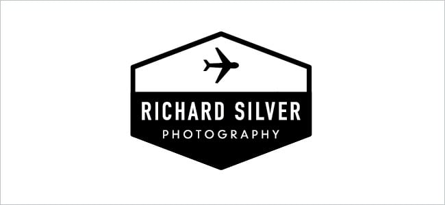 A logo option showing the photographer's name paired with the visual of an airplane