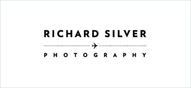 Another logo design showing a visual of an airplane below the photographer's name