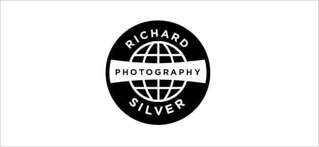 A logo option showing the photographer's name placed over a visual of the earth