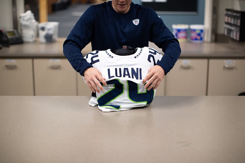 Seattle Seahawks trainers prepare for trip to London, photographed by Brett Carlsen for the New York Times