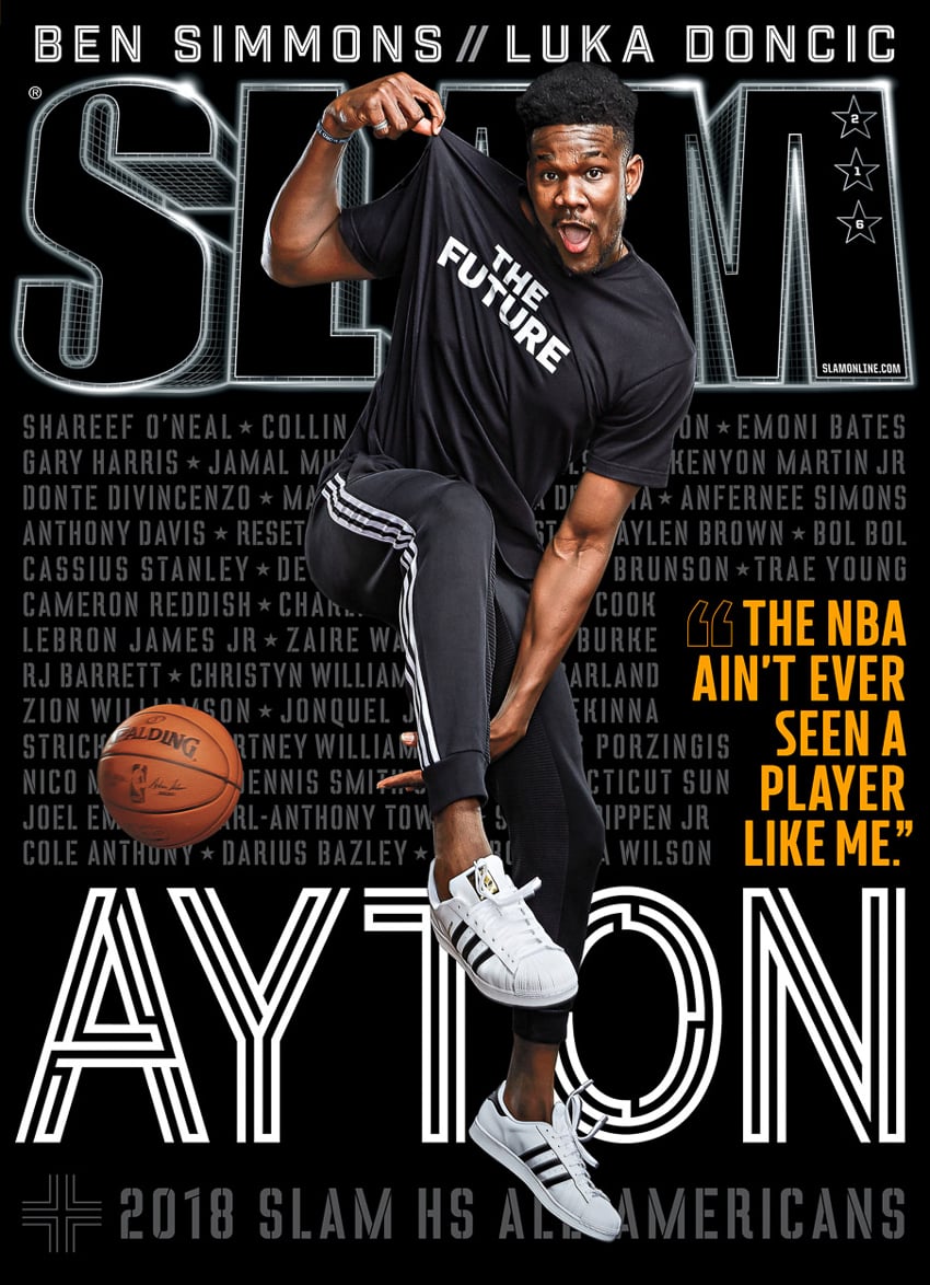 tear sheet of the cover of Slam Magazine featuring Dandre Ayton photographed by Matthew Coughlin