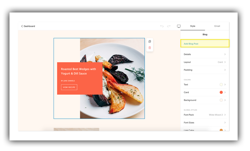 square space email marketing interface