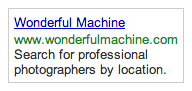 Example of Google search results ad.