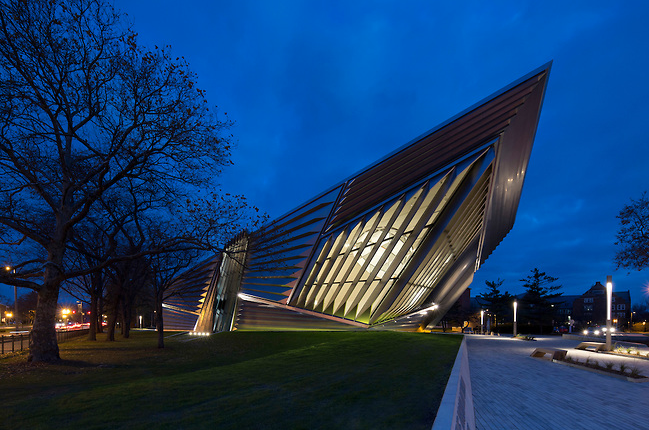 The Eli and Edythe Broad Art Museum   at Michigan State University, shot at night-time 