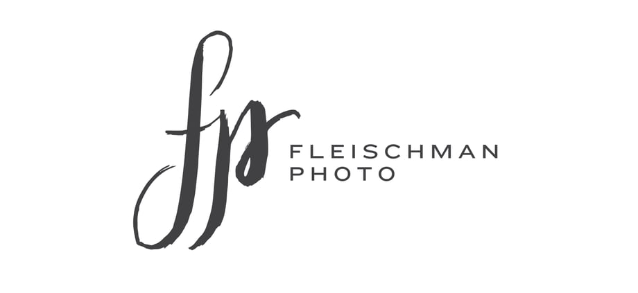 another design from the first round showing Rich's initials in cursive font with fleischman photo written in print beside it