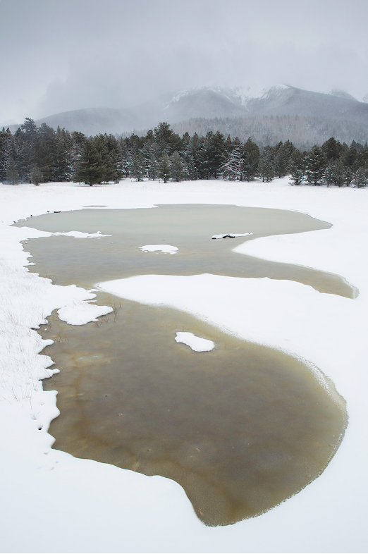 An aerial shot of the lake during winter photographed by John Burcham
