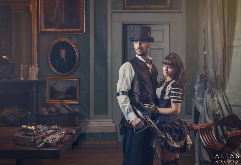 Finland-based commercial photographer Antti Karppinen's personal project features a steampunk couple on their first anniversary.