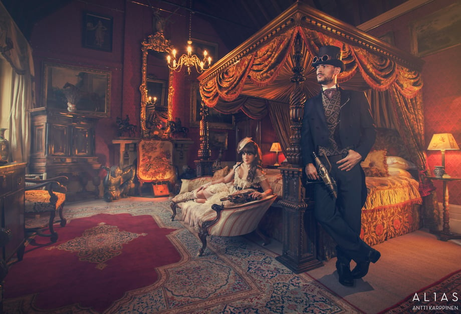 Finland-based commercial photographer Antti Karppinen's personal project features a steampunk couple on their first anniversary.