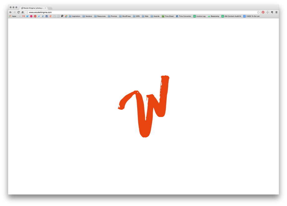 The splash page on Wouter’s new site.