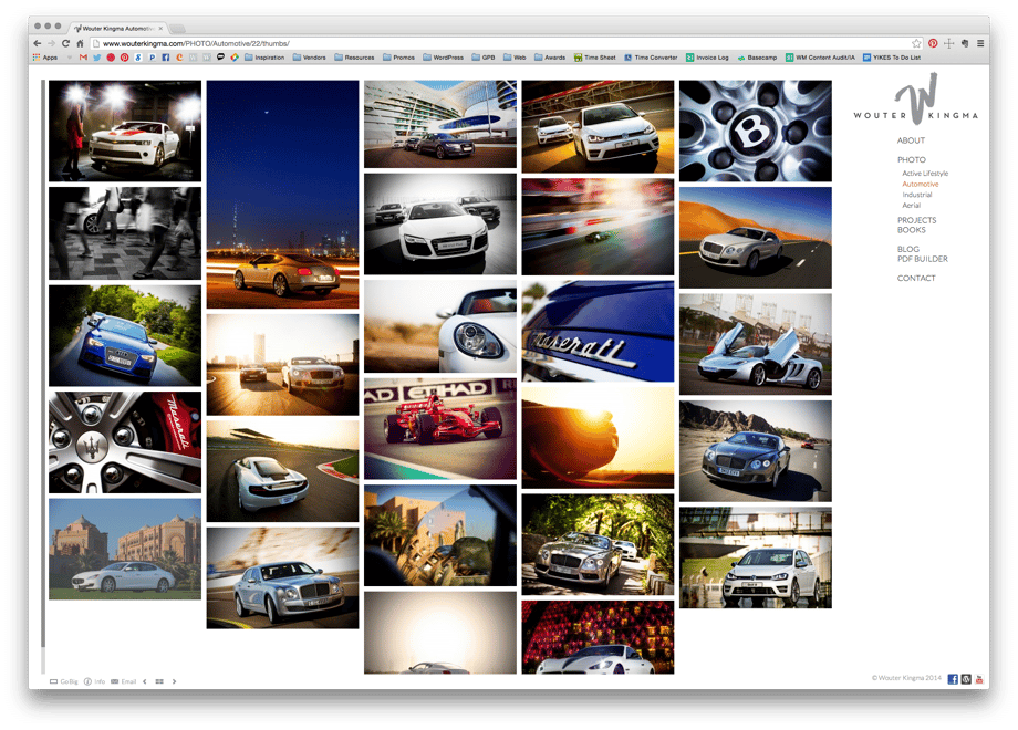 Screenshot image of Wouter Kingma's new website's automative gallery.