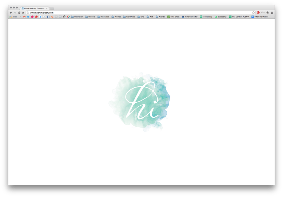 Hillary Maybery’s secondary “hi” mark as the splash page intro and favicon.