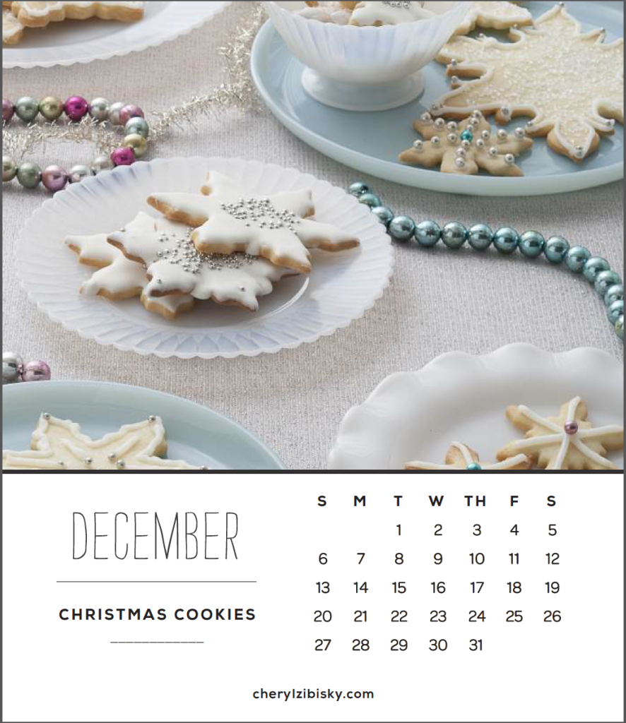 Calendar cookies photographed by Cheryl Zibisky