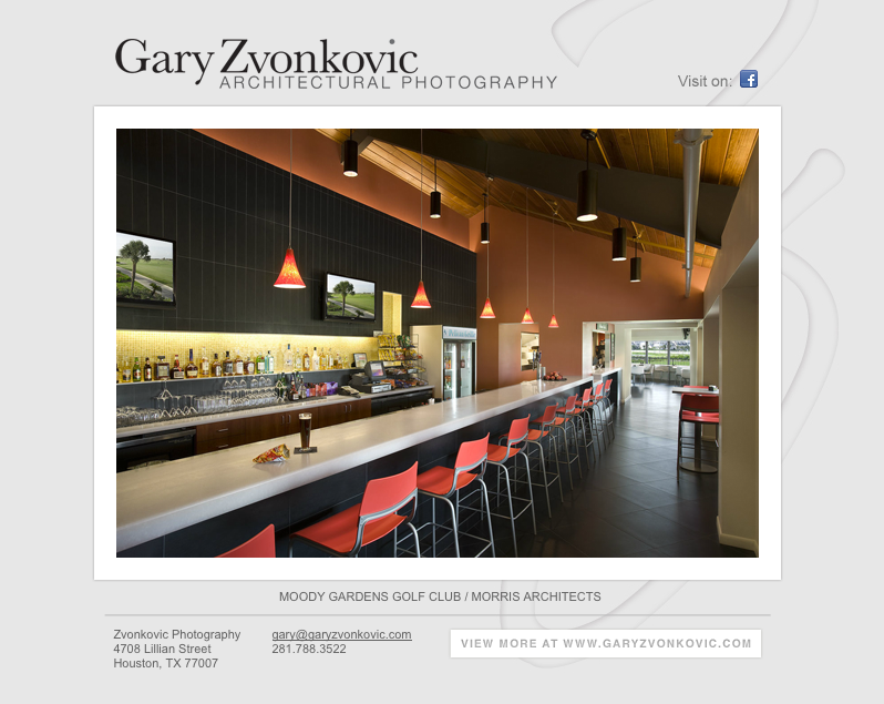 Photographer Gary Zvonkovic's new emailer design