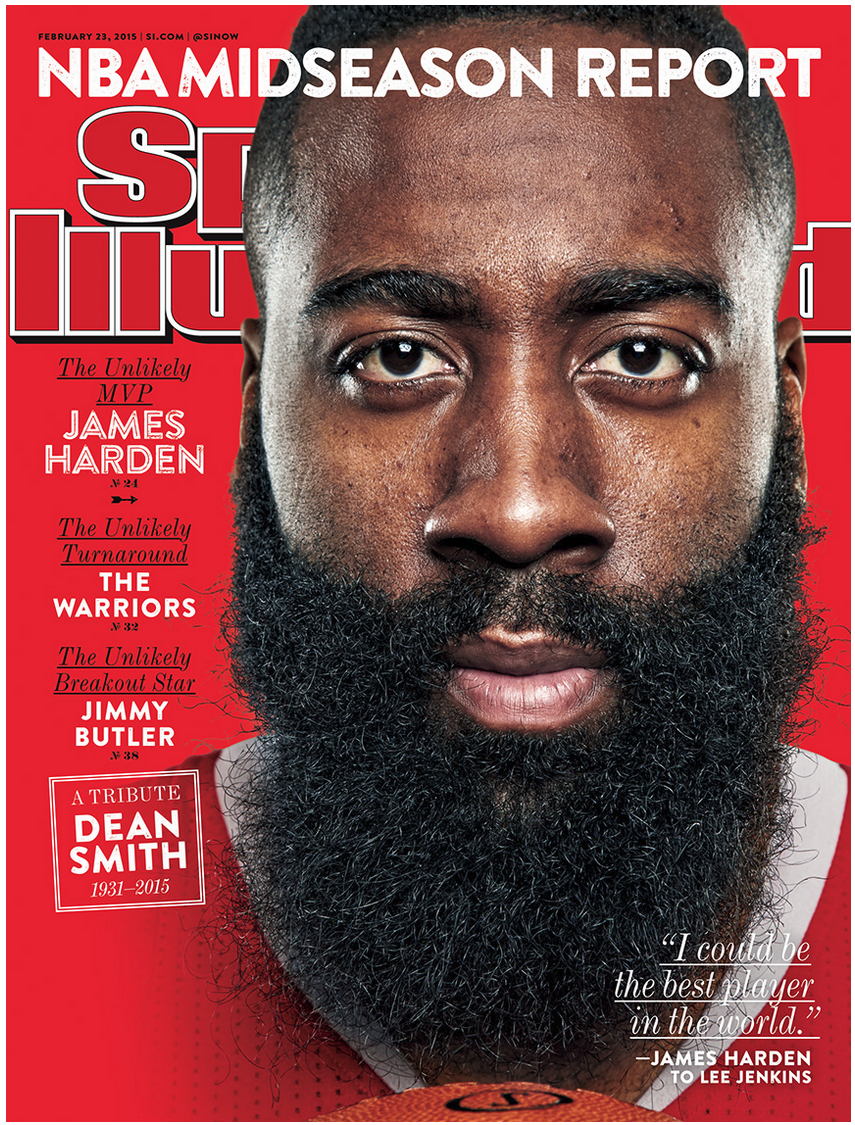 Portrait of James Harden for Sports Illustrated photographed by Robert Seale.