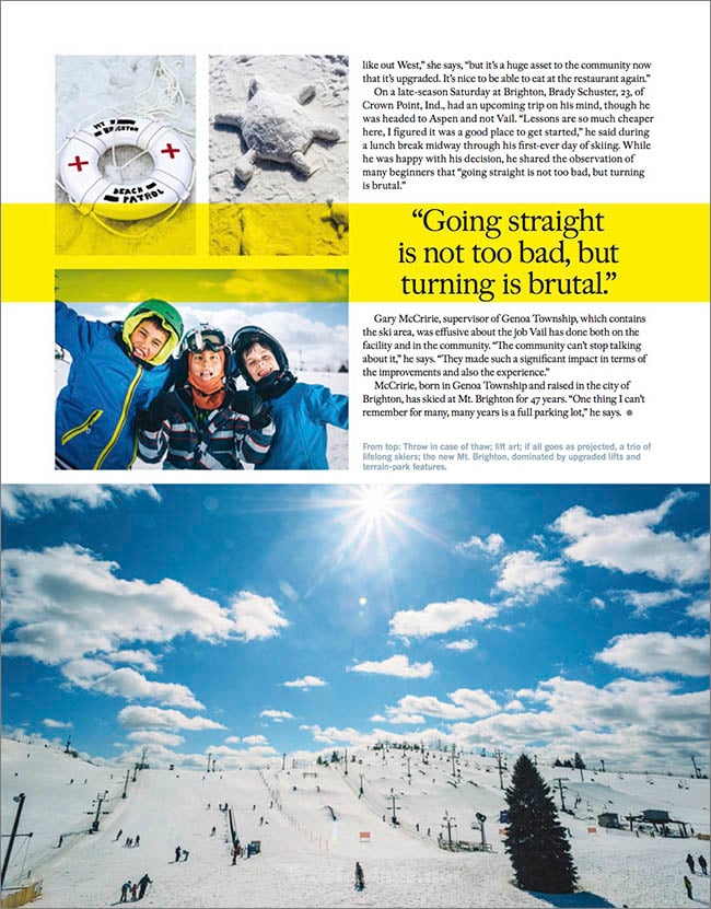 Tearsheets from Michigan-based photographer Peter Baker for Ski Magazine.
