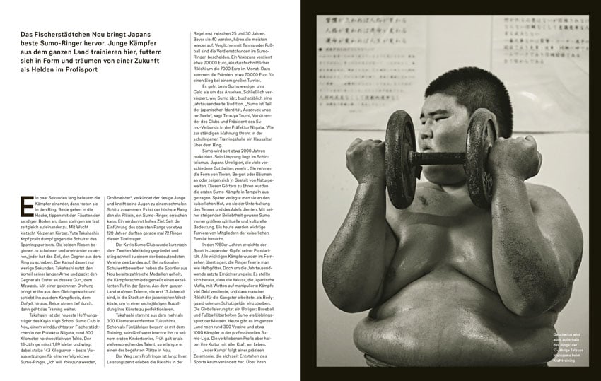 Sumo spread for Lufthansa magazine by Ben Weller