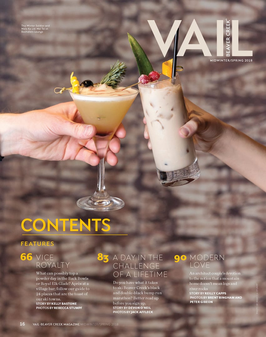 Tear sheet of the cover of Vail-Beaver Creek Magazine photographed by Rebecca Stumpf