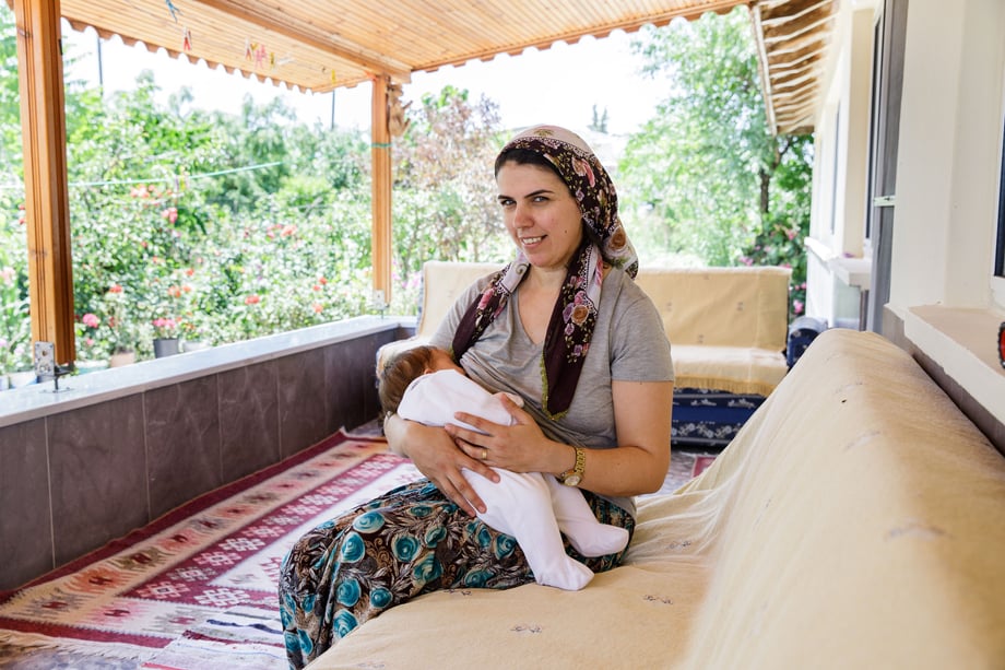 In Turkey Tina Boyadjieva photographs a young mother with her baby breastfeeding for Lansinoh USA