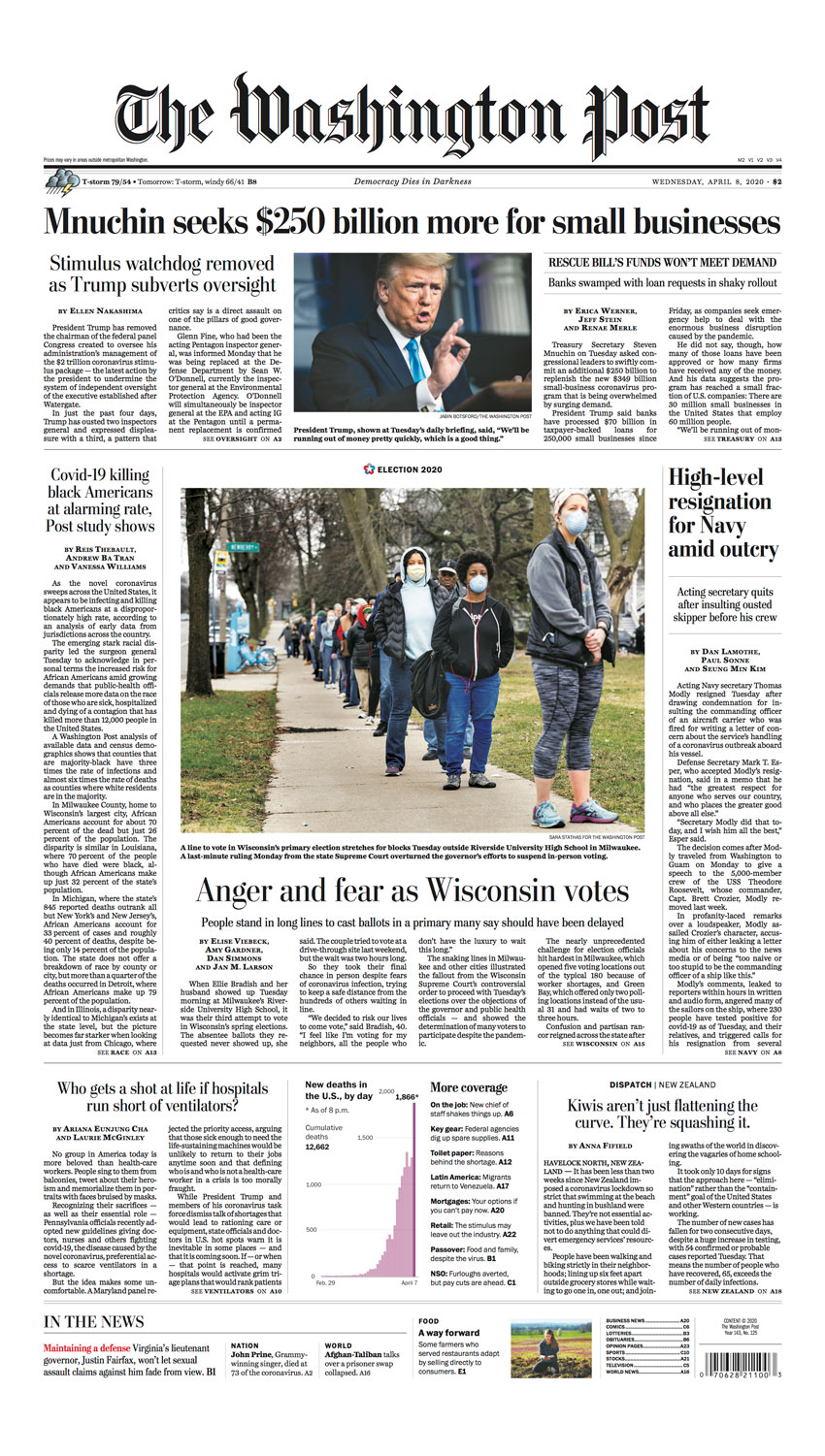 Sara Stathas Washington Post front page