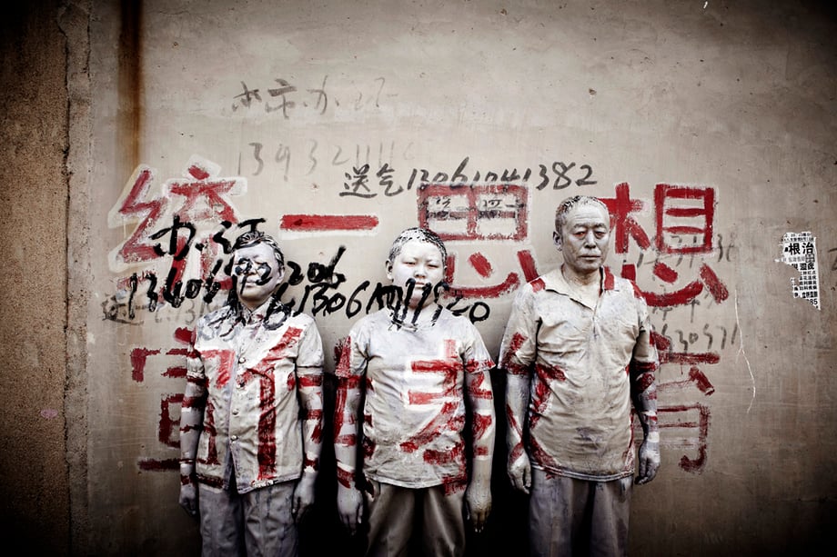 Liu Bolin's art installation shot by Shanghai-based portrait photographer Zachary Bako 