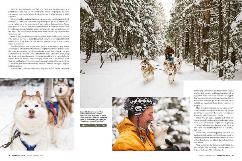 layout of Adirondack Life Magazine with photographs by Lisa Godfrey