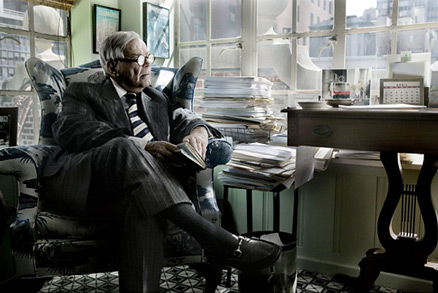 Photo of Dominick Dunne of firm Sonnenschein Nath & Rosenthal reading in his office by Andy Goodwin.