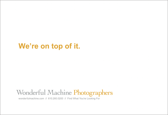 Wonderful Machine promo with tagline 'we're on top of it'