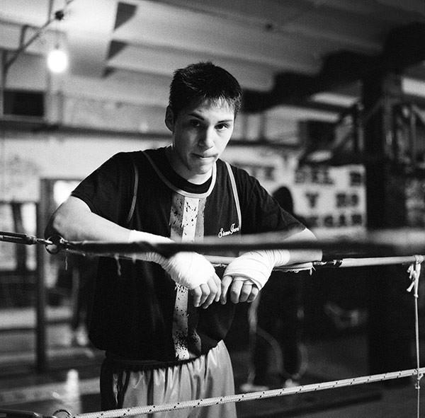 Boxer on the ropes, shot by Australia-based portrait photographers Ian and Erick Regnard, Buenos Aires.