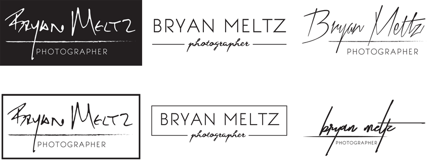 Brand logo designs for photographer Bryan Meltz designed by Wonderful Machine