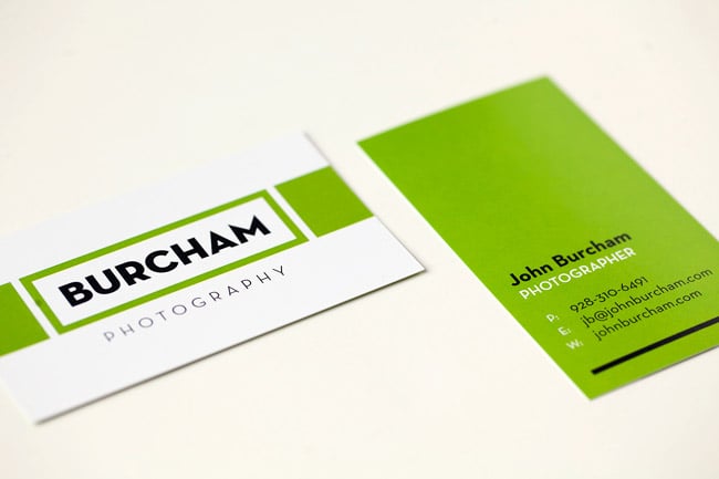 Photographer John Burcham new logo on business cards