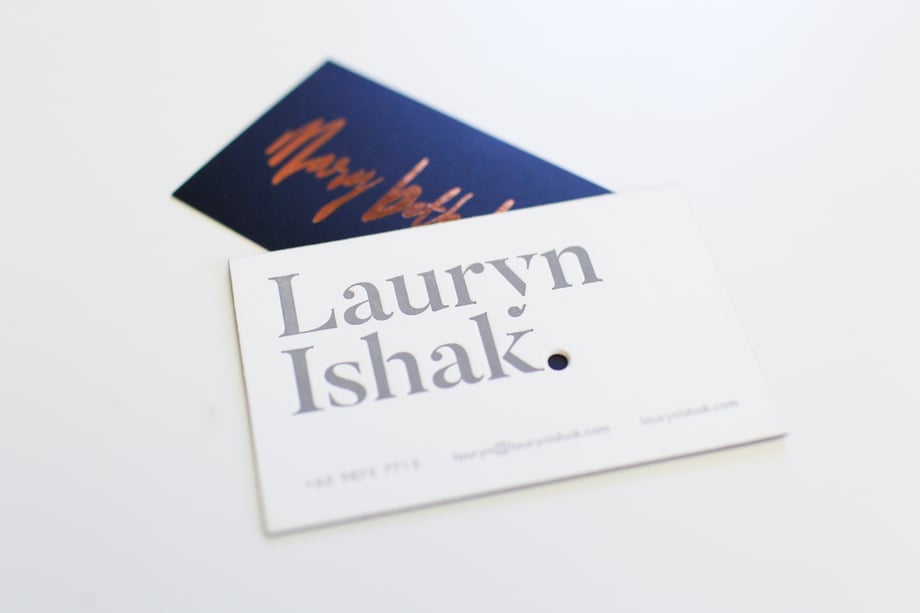 Mary Beth Koeth Lauryn Ishak business cards spread