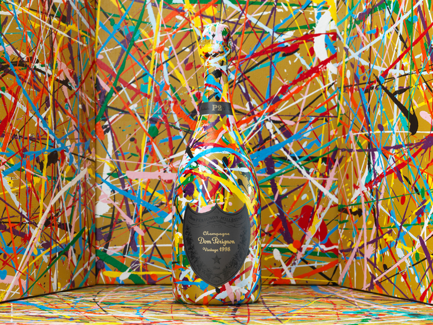 dom perignon bottle, cory dawson photography, artistic alcohol bottles, splatter pain dom perignon