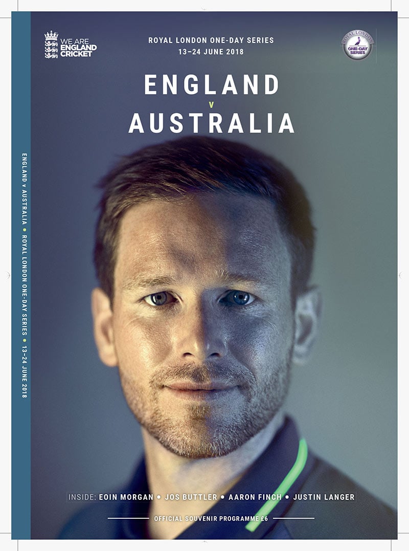 Tear sheet of the England and Wales Cricket Board match day programs photographed by Jon Enoch