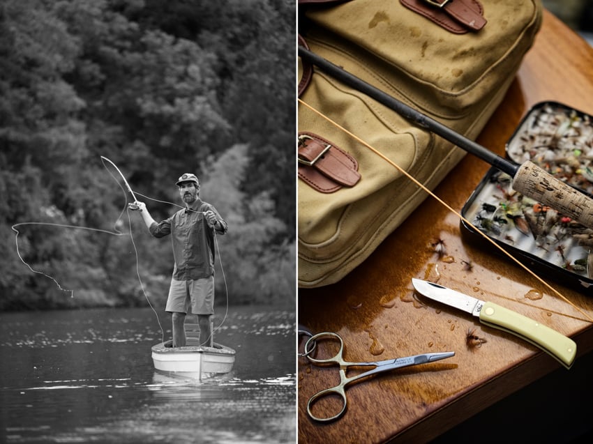 Fisherman with gear and pocketknife by Jody Horton