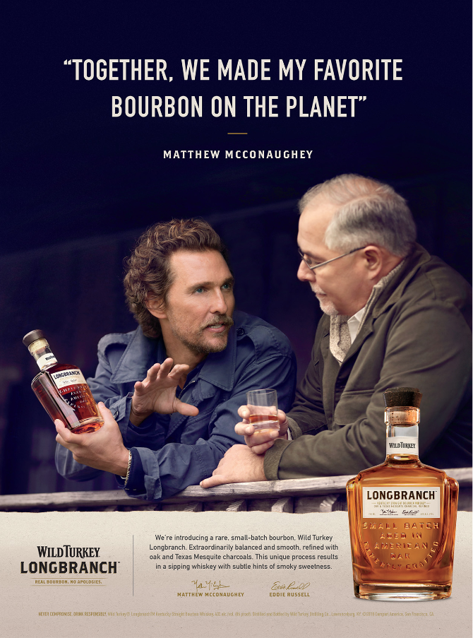 Fernando Decillis photographs Matthew McConaughey and distiller Eddie Russell for Wild Turkey tear sheet.