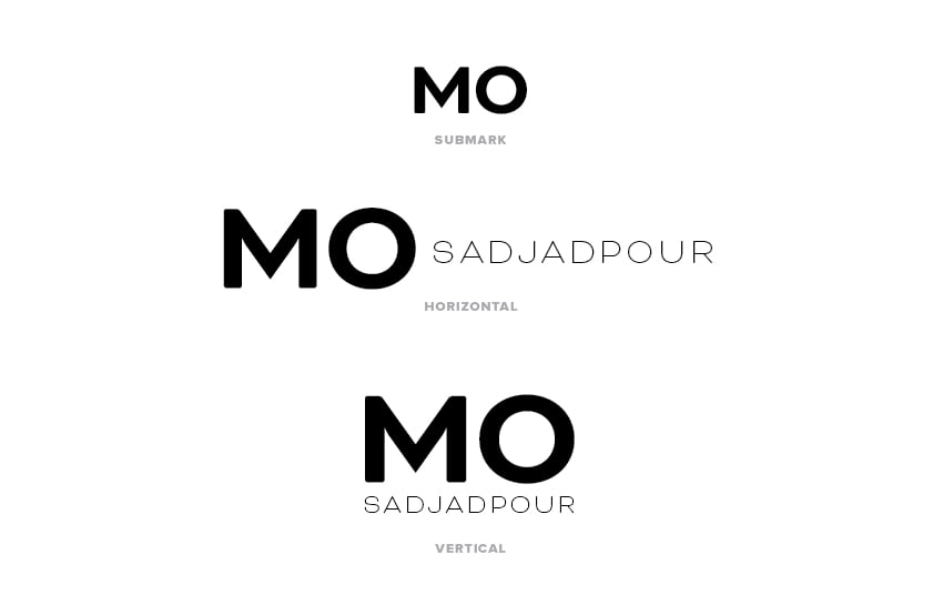 final drafts of logos for Mo Sadjadpour with three different layouts.