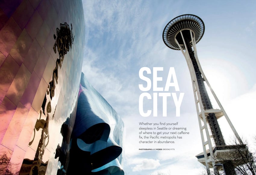Opening spread of Sea City Cara Magazine assignment by Brooke Fitts