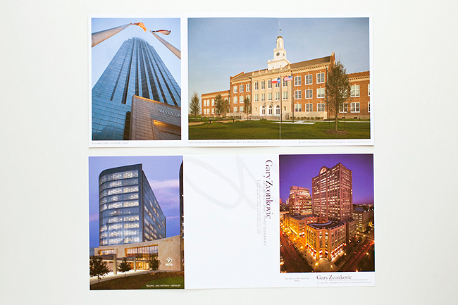 Photographer Gary Zvonkovic's architectural photography tri-fold postcards